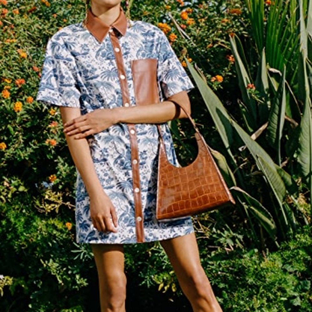 NWT STAUD Switch Dress Toile Whiskey M